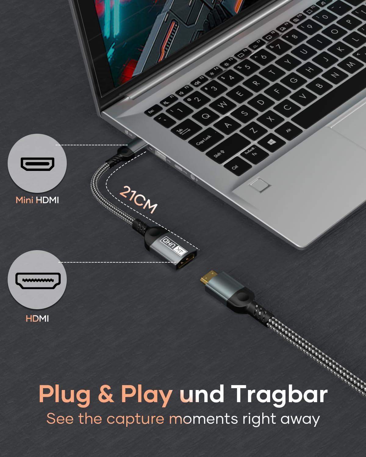 Thumbnail 1 de Nersligek Adaptateur Mini HDMI vers HDMI 4K@60Hz