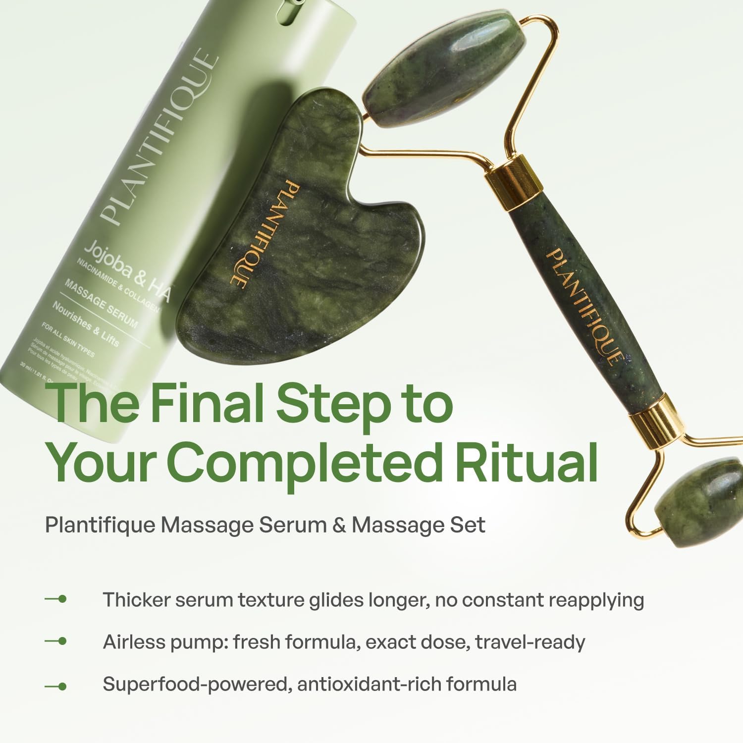 Thumbnail 6 de PLANTIFIQUE Jade Roller & Gua Sha Set – Real Jade Facial Tools for Radiant Skin