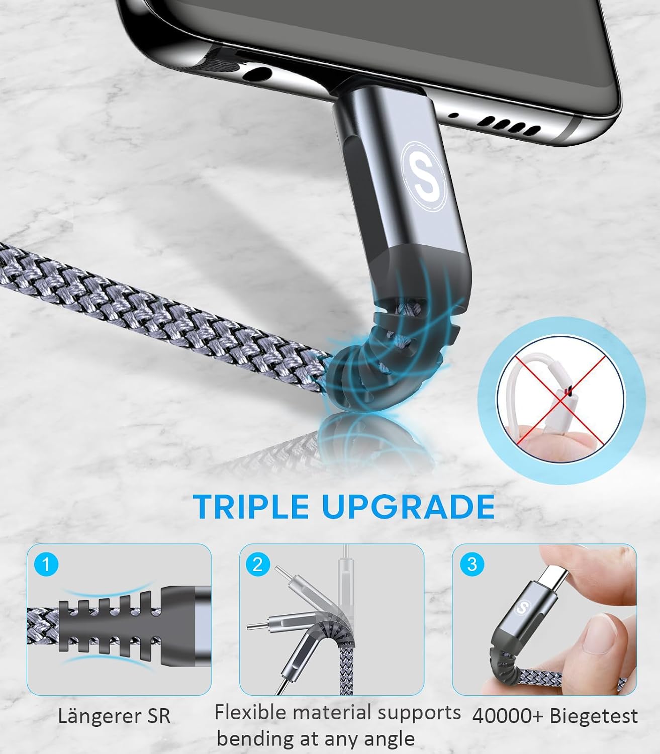 Thumbnail 5 de sweguard [HYP] SWG-CC-2M-56K USB-C Cable, 60W, 2 m, 2-Pack