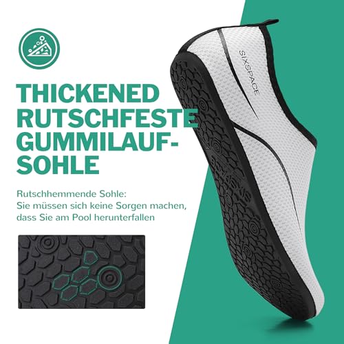 Thumbnail 3 de Sixspace Badeschuhe Damen & Herren Weiss 38 EU – Wasserschuhe mit rutschfester Sohle
