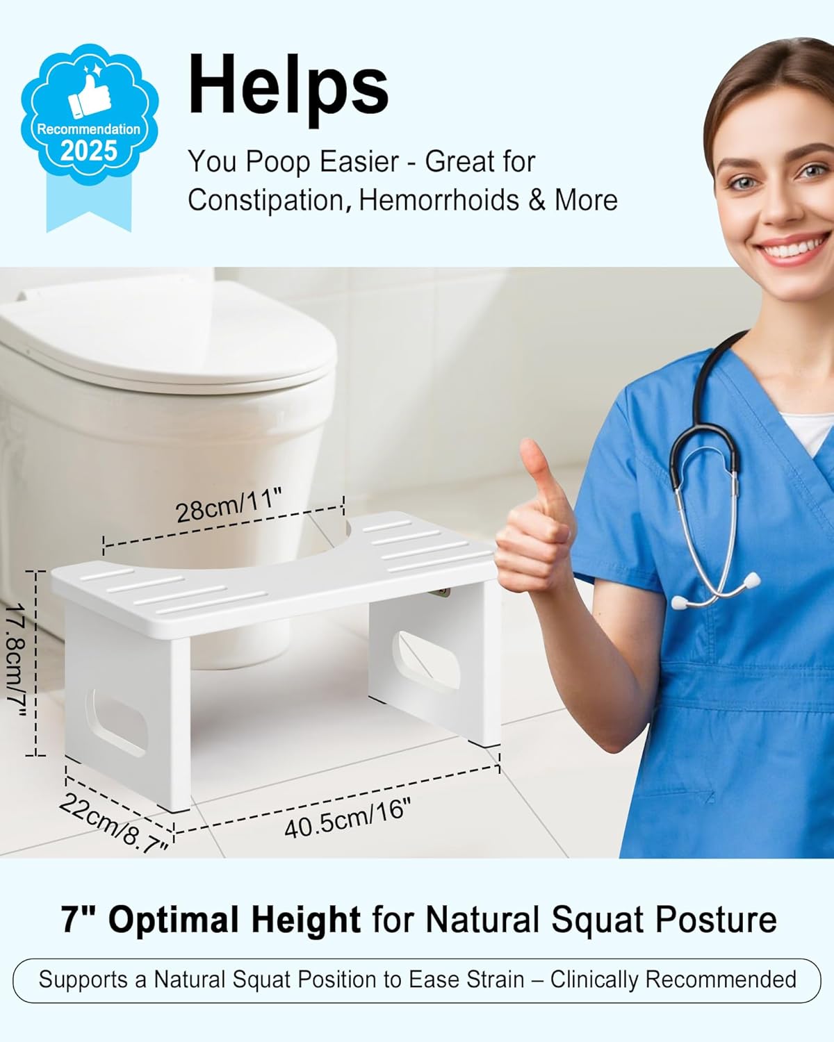 Thumbnail 6 de RayLove Toilettenhocker Holz – Klappbarer WC-Hocker für Erwachsene, Strahlendes Weiß
