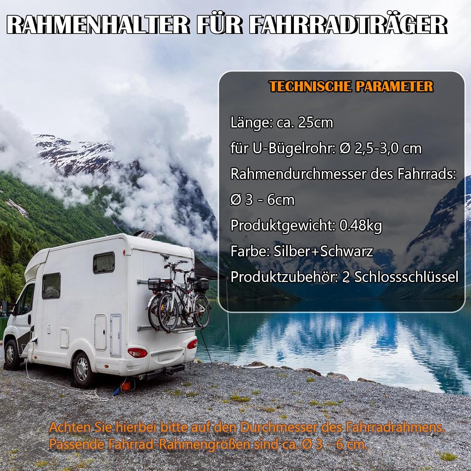 Detalle 2 de Sorlpv Rahmenhalter 25 cm für Fahrradträger