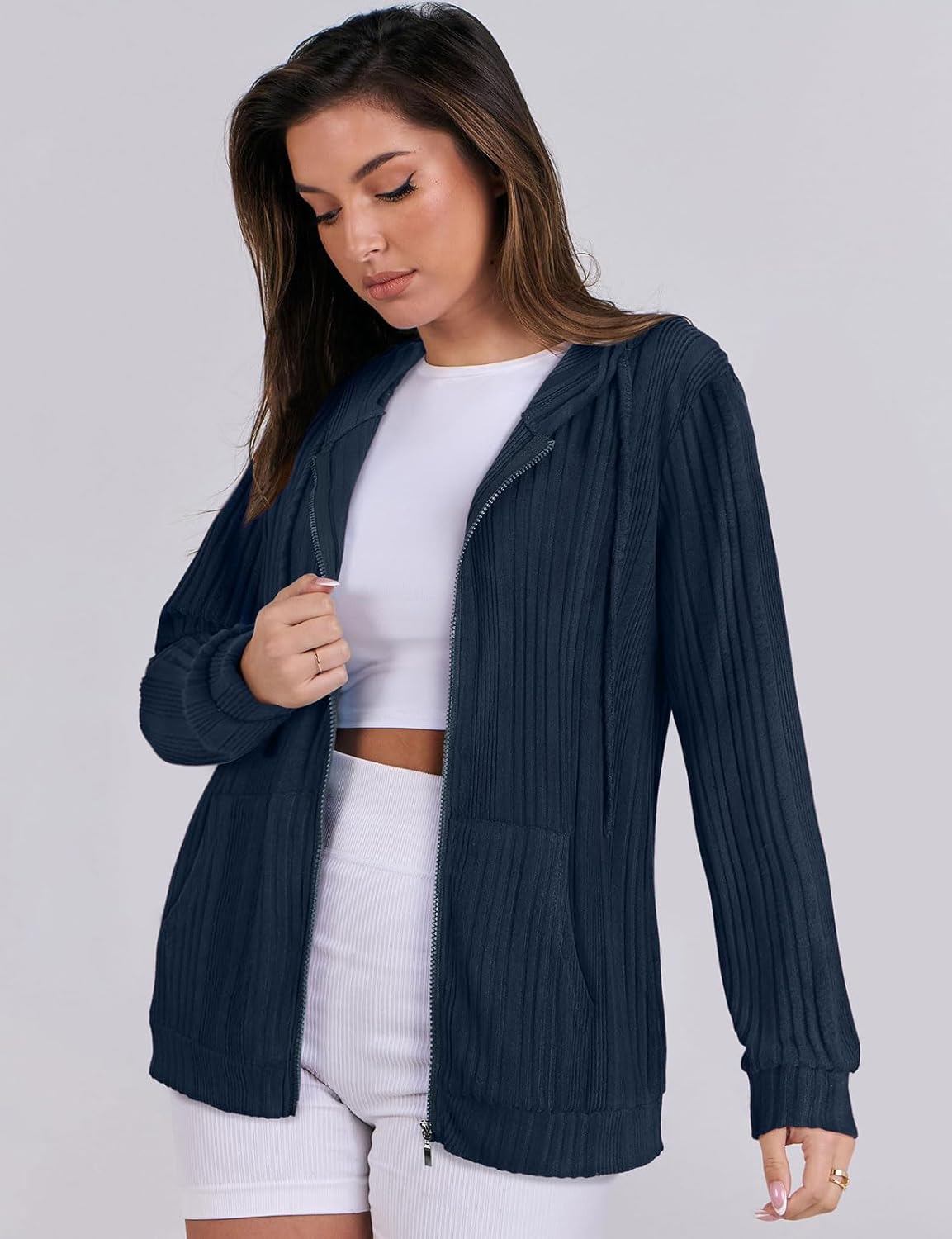 Thumbnail 2 de Flikity women’s zip-up cardigans hoodie with large pockets (M–XXL) – lightweight casual tunic jacket