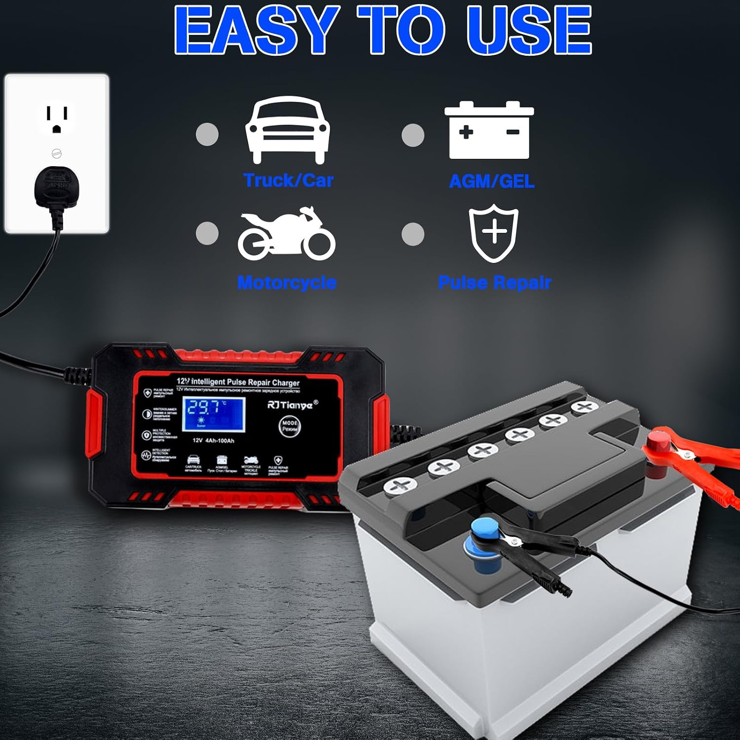 Detalle de I LITTON 12V 6 Amp Car Battery Charger with Pulse Repair and 4 Modes