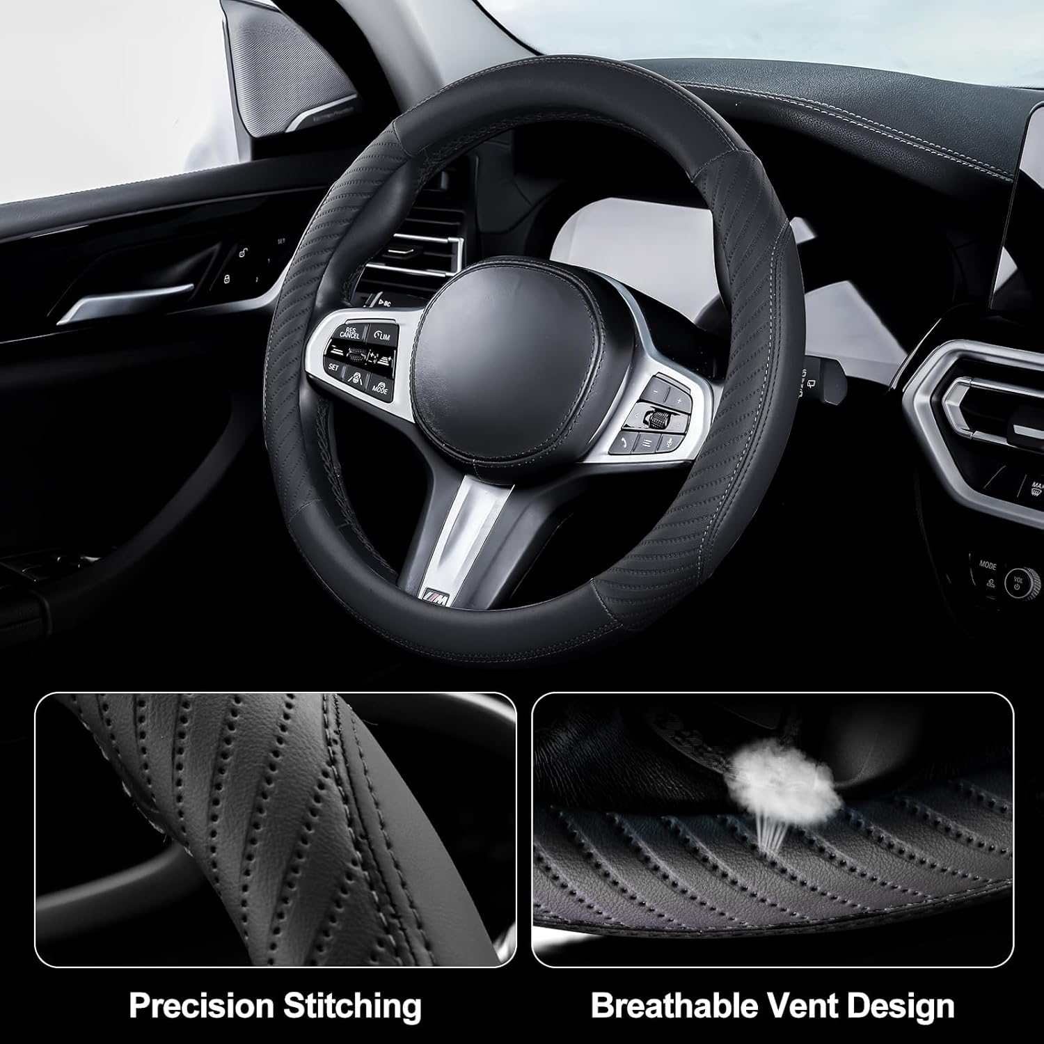 Thumbnail 4 de Car Steering Wheel Cover Leather 37cm – Universal