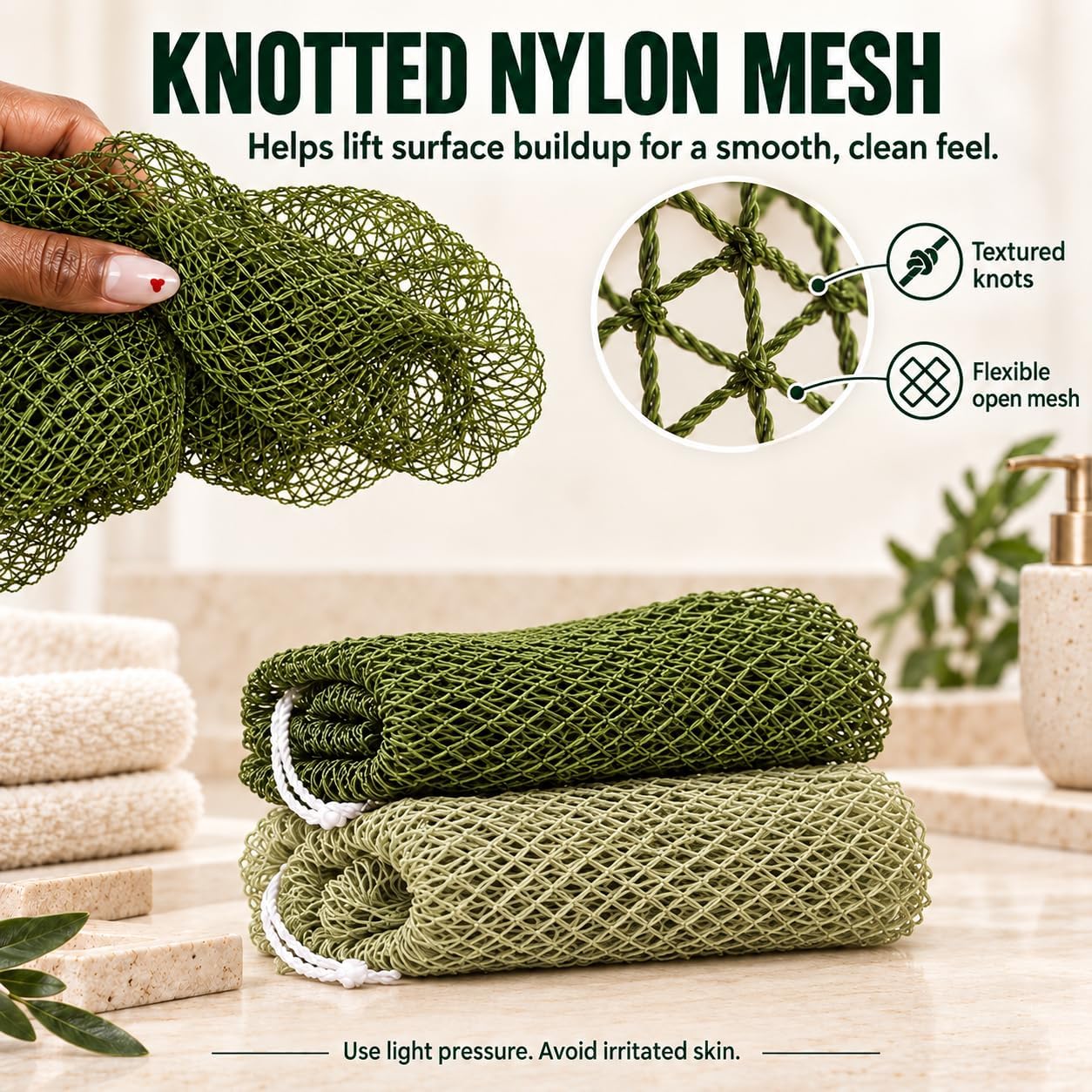 Detalle de SubSahara Authentic African Net Sponge (2-Pack) for Body & Face — Gentle Exfoliating Loofah Sponge, Travel-Friendly, Quick-Drying