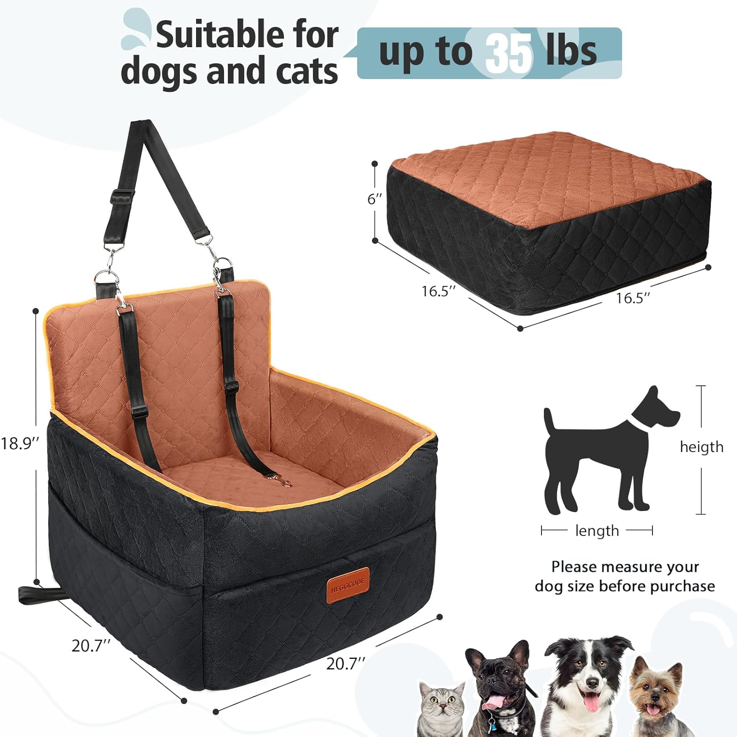 Detalle de HEGGCOOE Small Dog Car Seat 35 lb booster seat