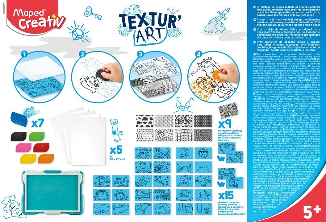 Detalle 2 de Maped Creativ texturkit för teckning med ritbord, mallar och vaxfärger