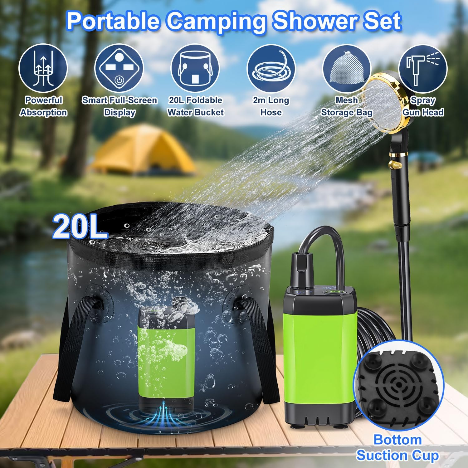 Thumbnail 1 de Anesty Tragbare Campingdusche Set 6000mAh