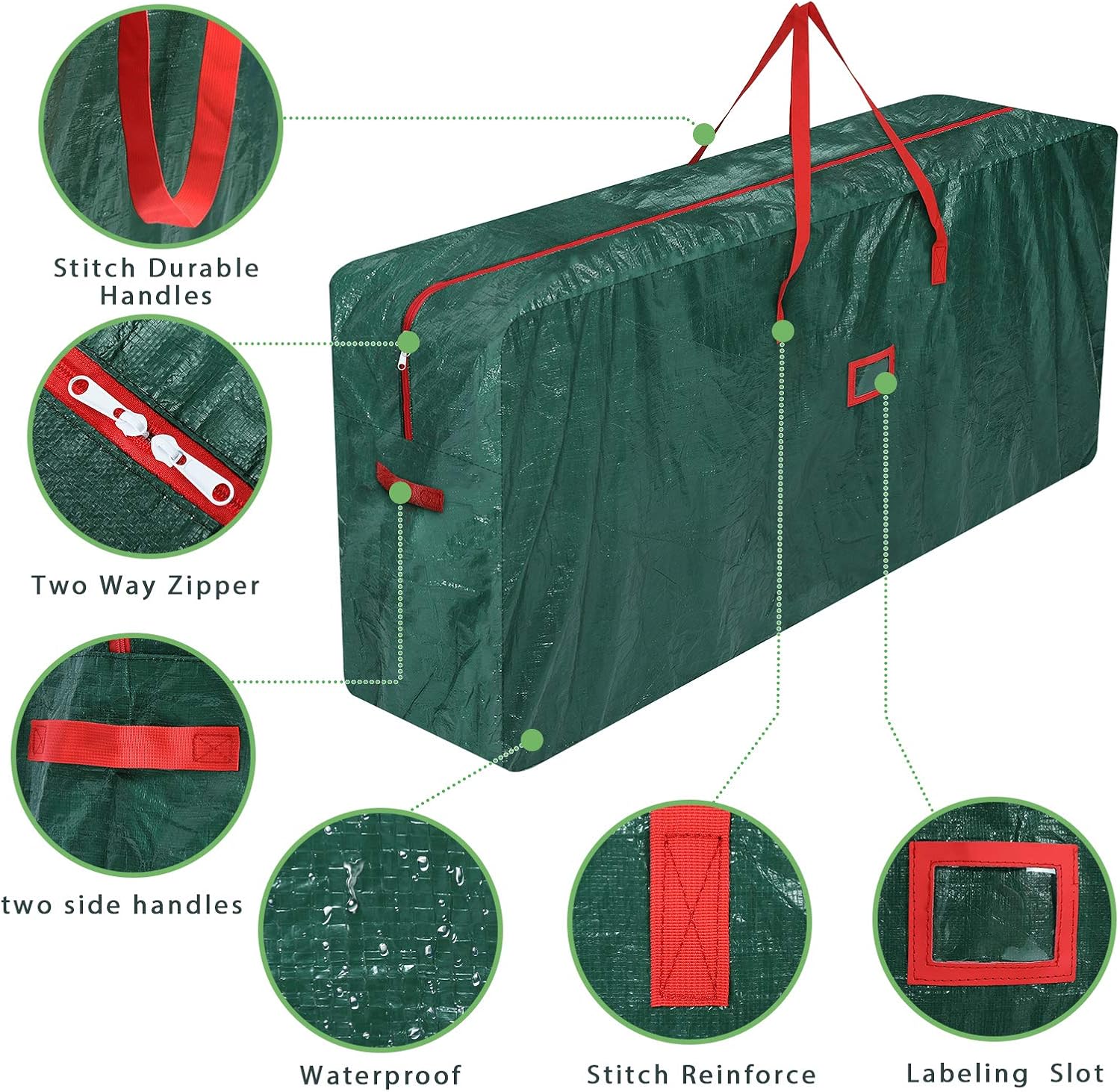 Detalle de GARPROVM XXL Aufbewahrungstasche für Gartenauflagen (476 l), wasserabweisend, 165 x 38 x 76 cm