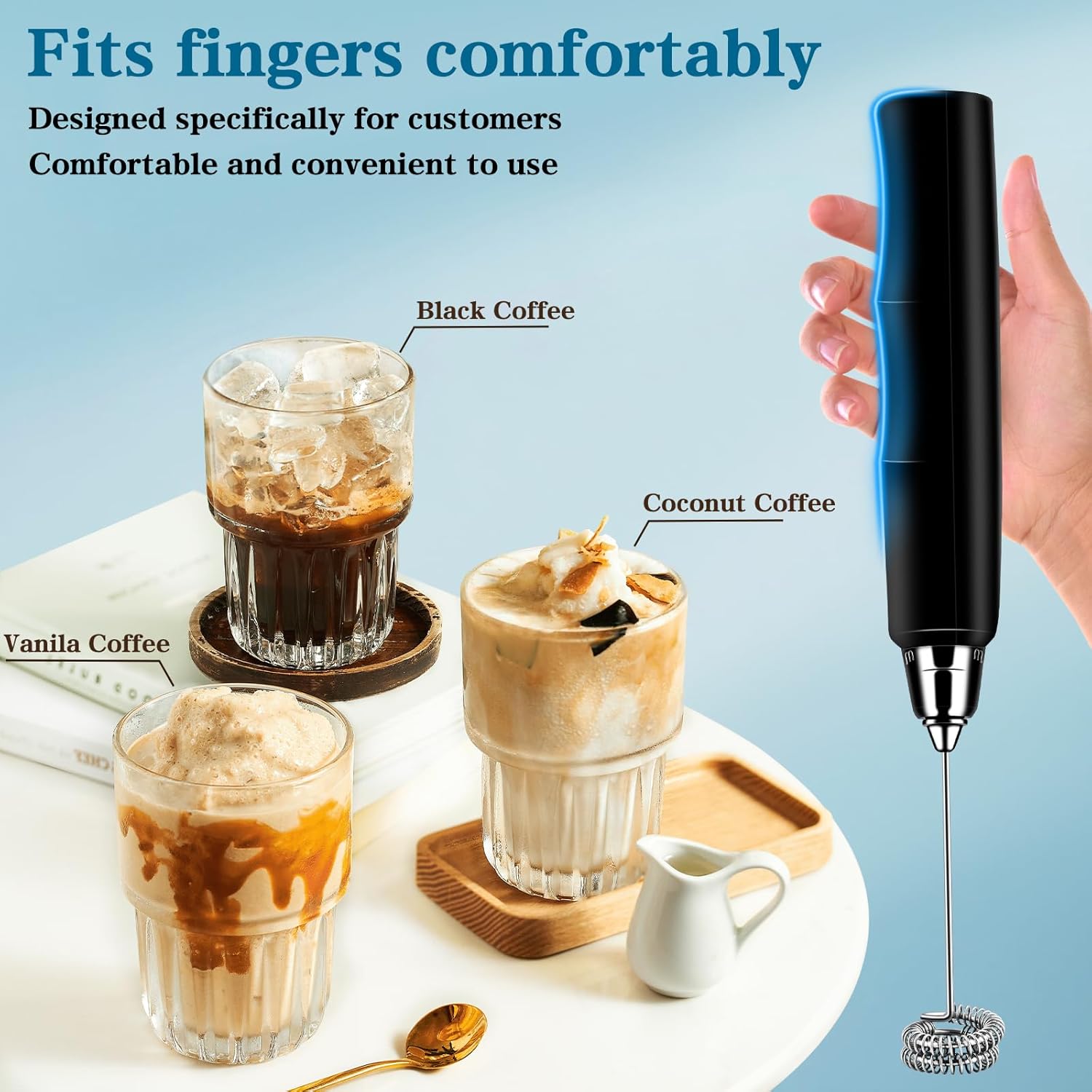 Thumbnail 3 de BSRGMS Milk Frother Handheld 3-Speed Electric Whisk