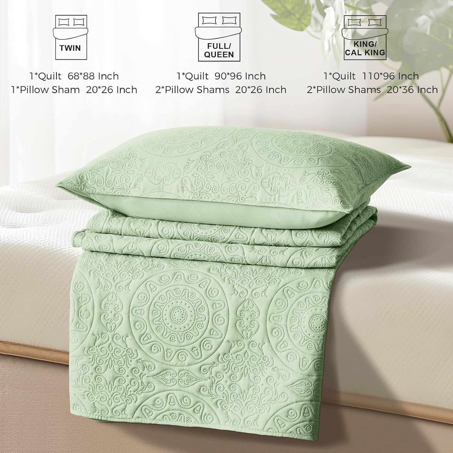 Thumbnail 6 de WURUIBO King/Cal King Quilt Set, Lightweight Bedding