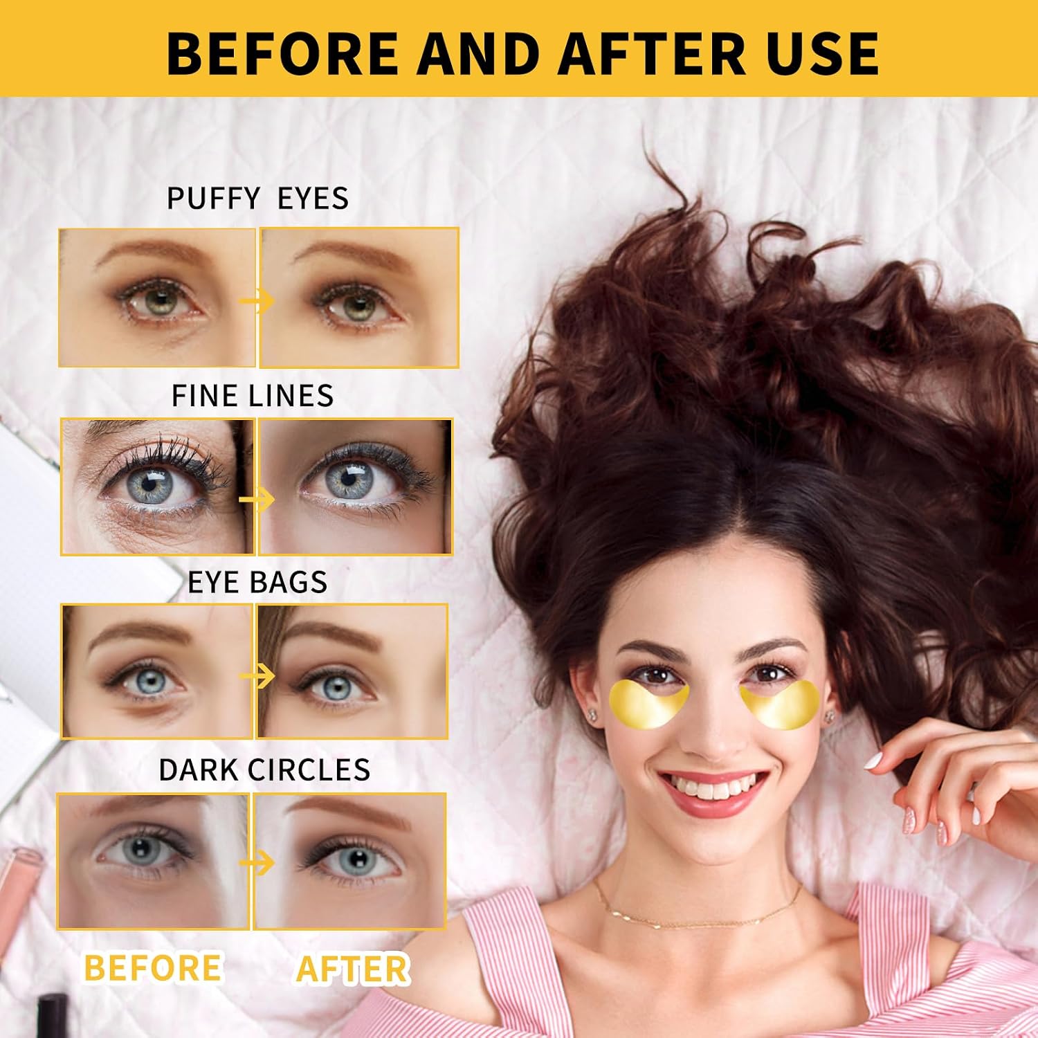 Thumbnail 5 de 24K Gold Eye Masks for Dark Circles, 70PCS