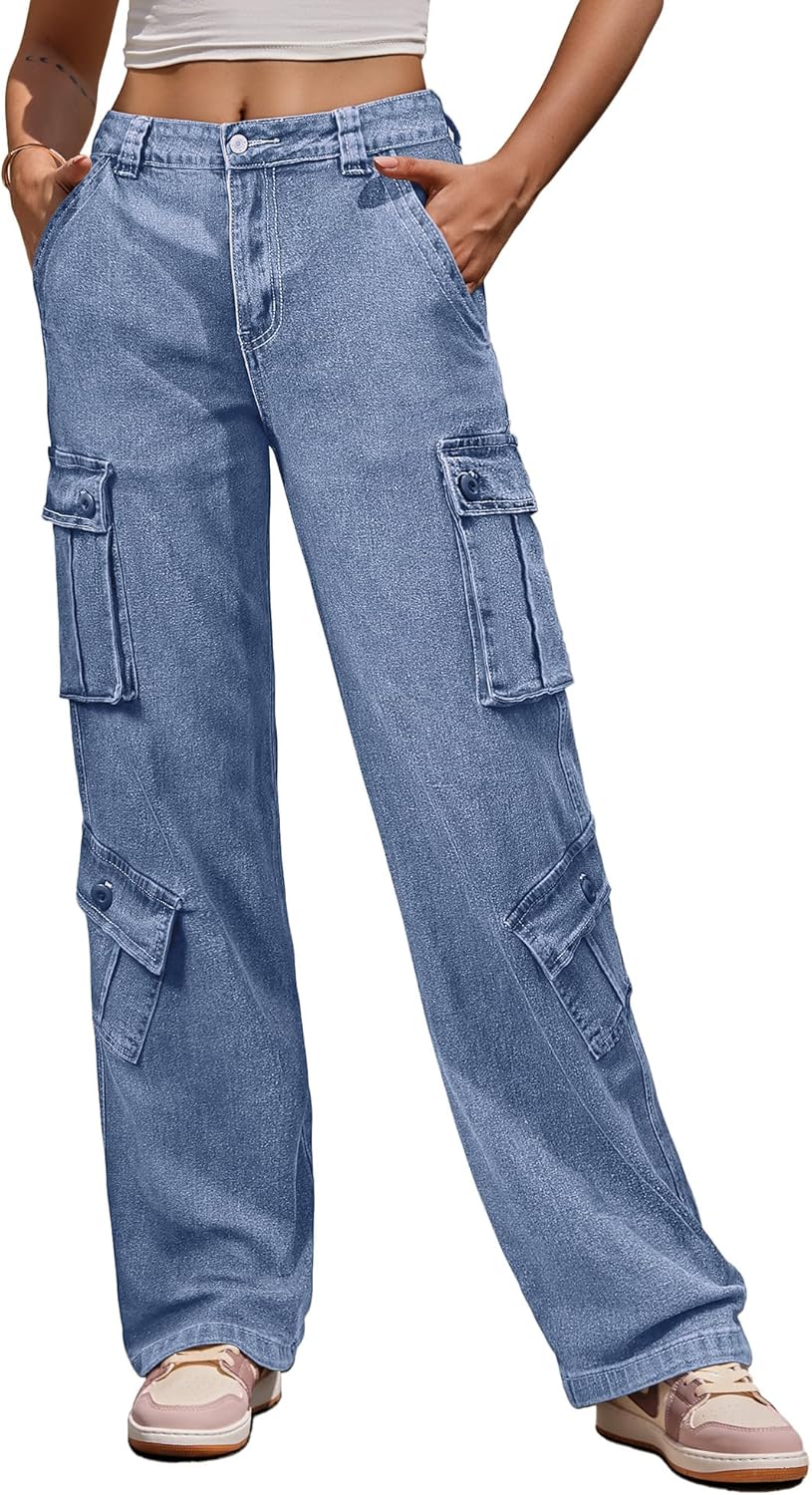 Thumbnail 6 de Fuakesor Cargohose Damen Baggy Y2K mit 8 Taschen, High Waist und Stretch-Anteil