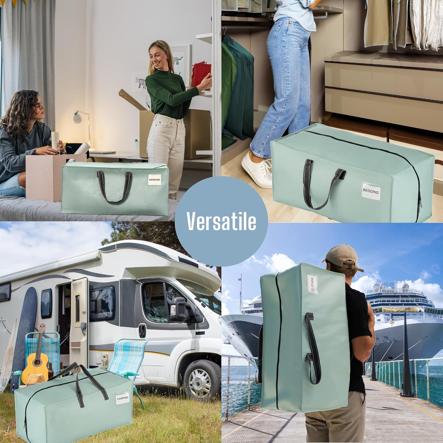Thumbnail 5 de Veno 10 Pack Heavy-Duty Extra Large Moving Bags (Light Green Matte) with Backpack Straps