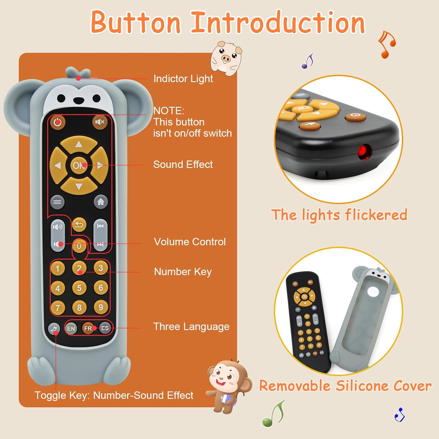 Thumbnail 1 de LEADSTAR Télécommande Bébé — Jouet éducatif sensoriel avec 3 langues et sons