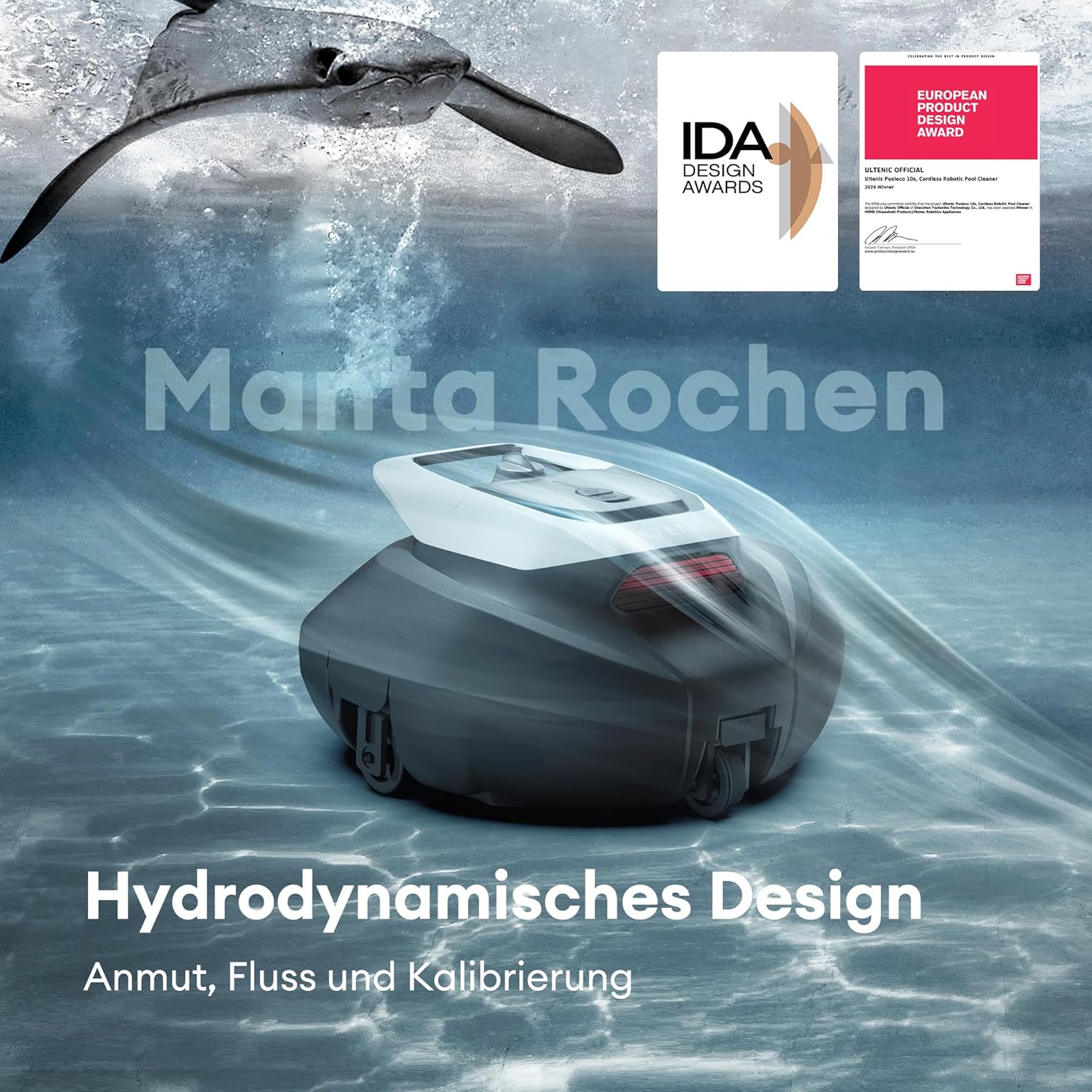 Thumbnail 6 de Ultenic Pooleco 10 Poolroboter – kabelloser Poolreiniger mit Dualmotor, 90-Minuten Laufzeit, 80 m² Reinigungsfläche