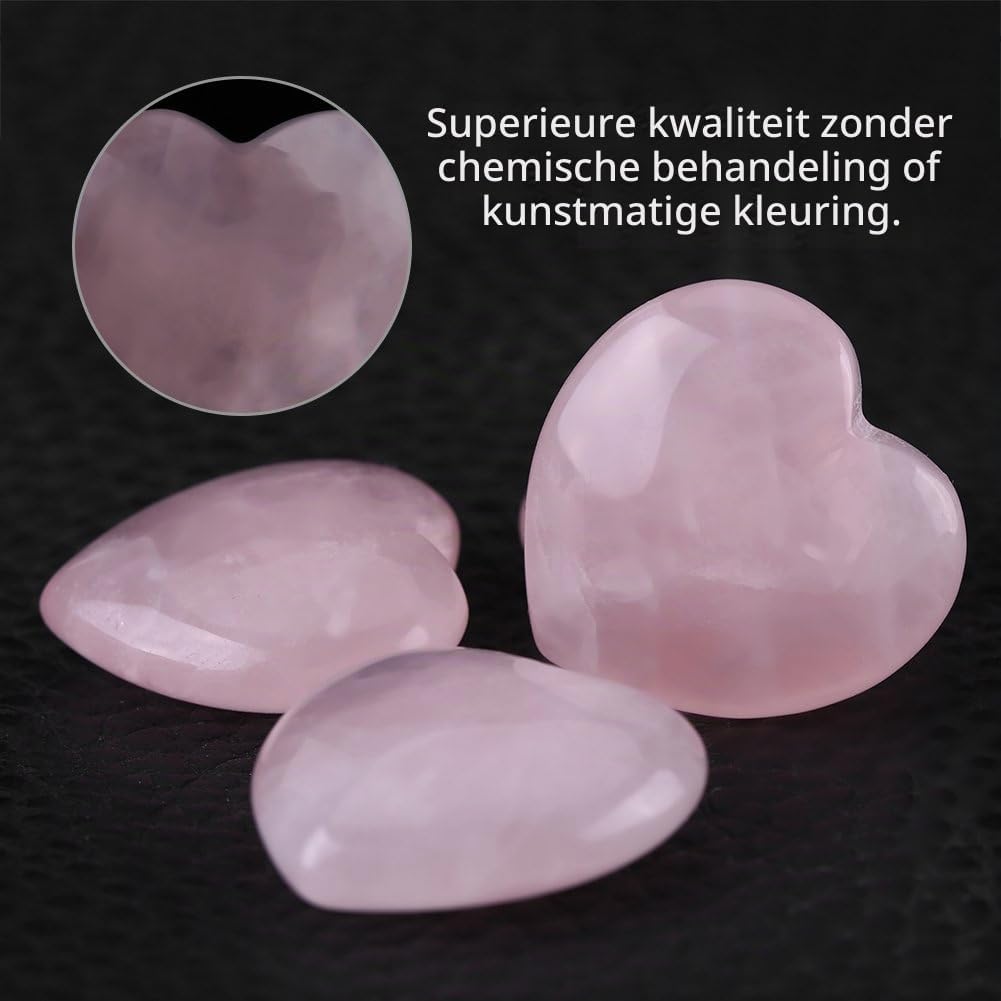 Thumbnail 3 de Roze kwarts hartstenen, 4 stuks – gepolijst decor en Reiki
