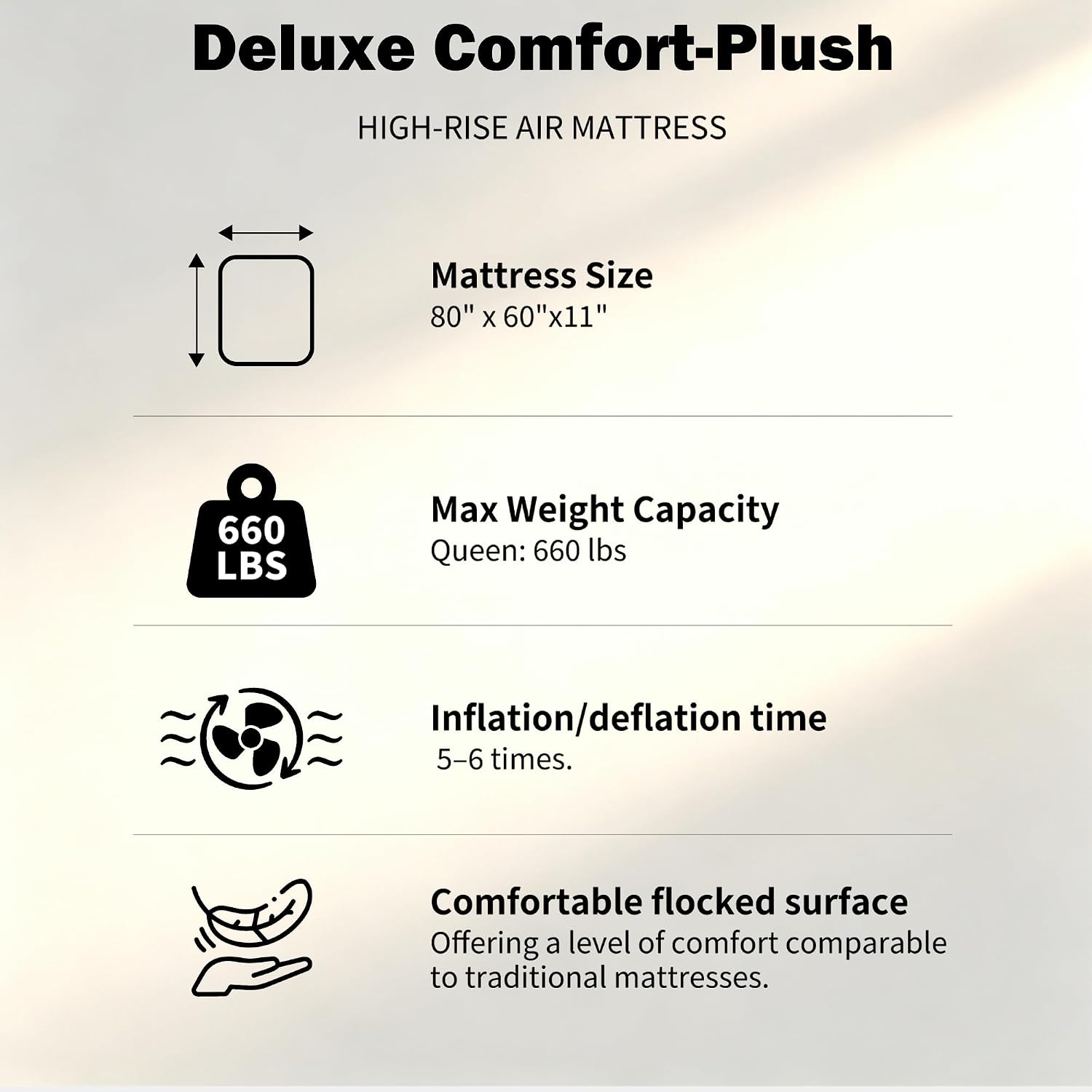 Detalle 2 de dkesdk BB-002 Queen Air Mattress with Built-In Pump, Flocked Top