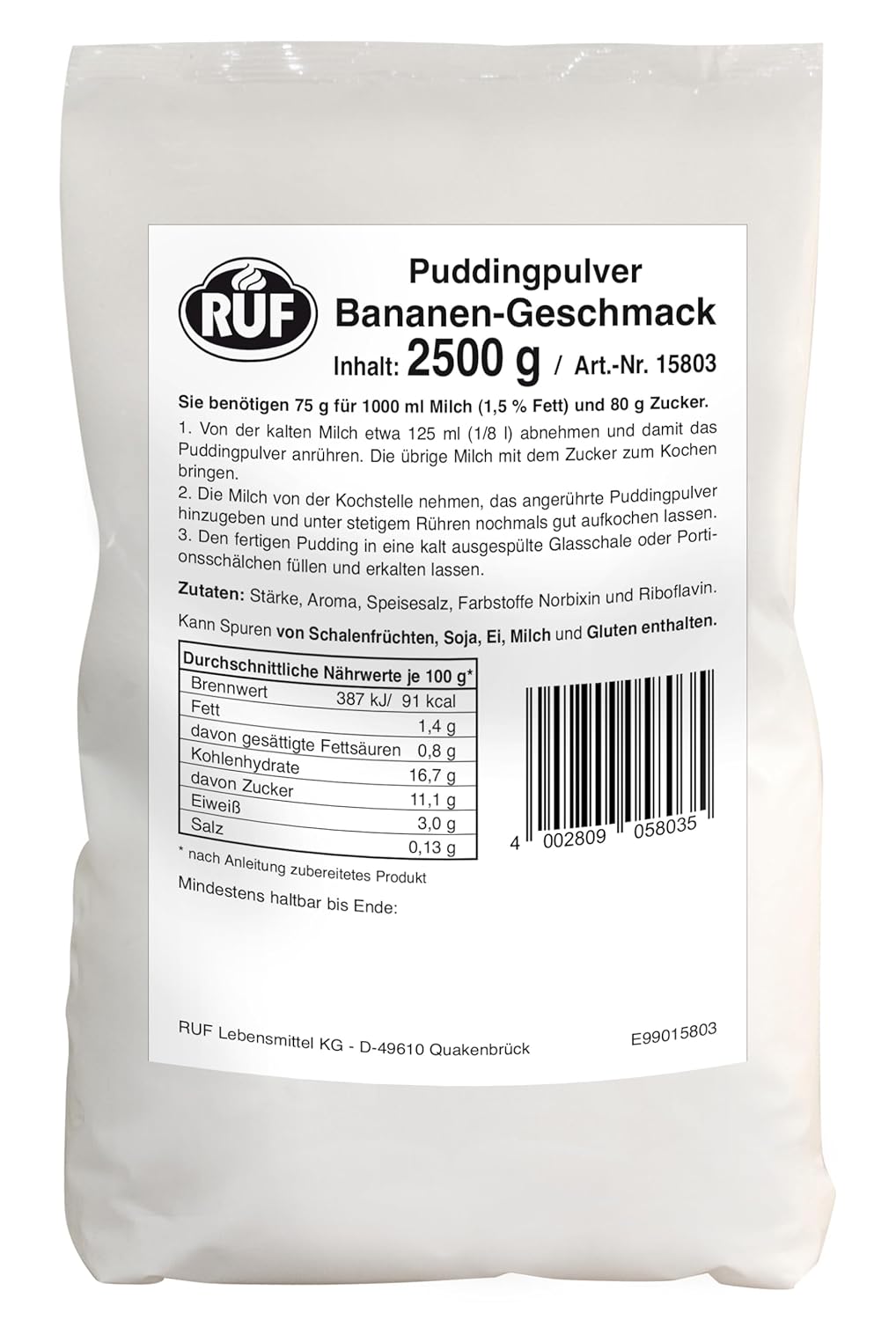 Detalle de RUF Pudding Orange Puddingpulver für Orangenpudding (Großgebinde, 1x2500 g), glutenfrei