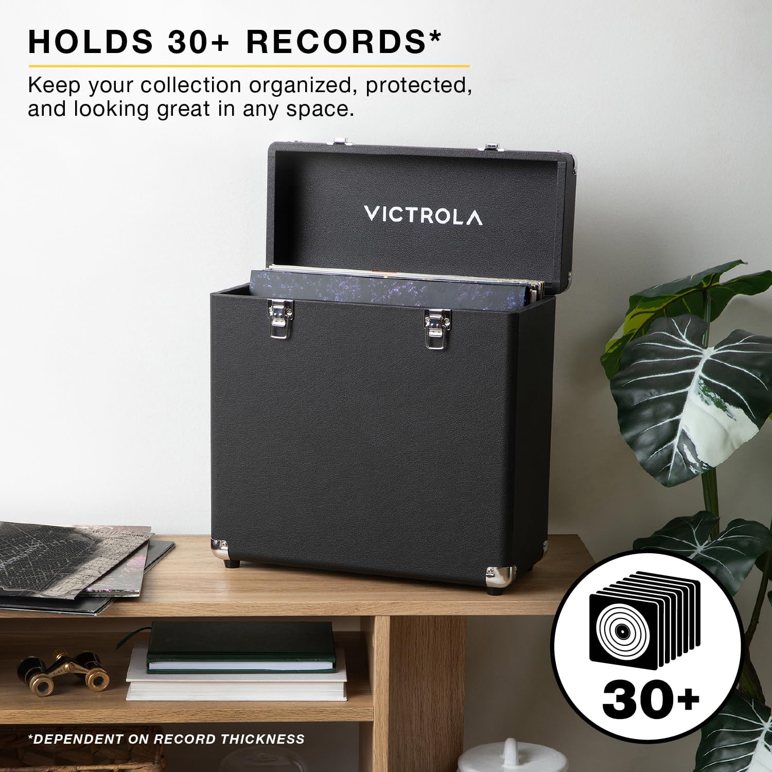 Thumbnail 2 de Victrola Collector II (2026 Model) Vinyl Record Storage Case for 30+ Records (Brown)