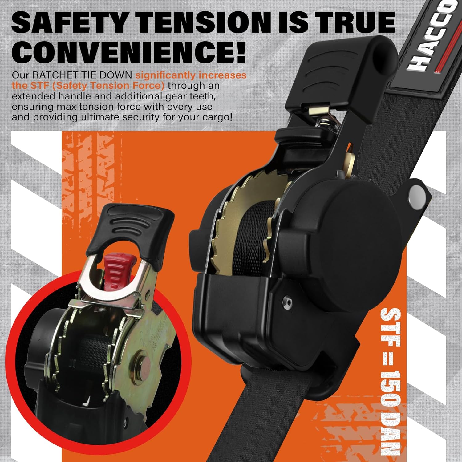 Detalle de Haccoplanet Retractable Ratchet Straps 10 ft, 1763 lb