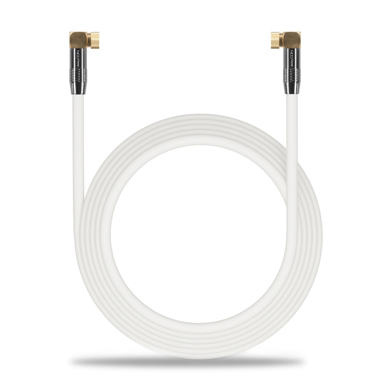 Detalle de deleyCON 2m SAT Antennenkabel – 90° F-Stecker, 4K/HDTV, Weiß