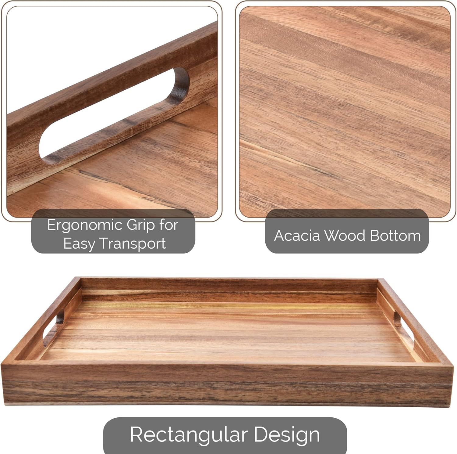 Thumbnail 6 de Acacia Wood Serving Tray 17" ⚖