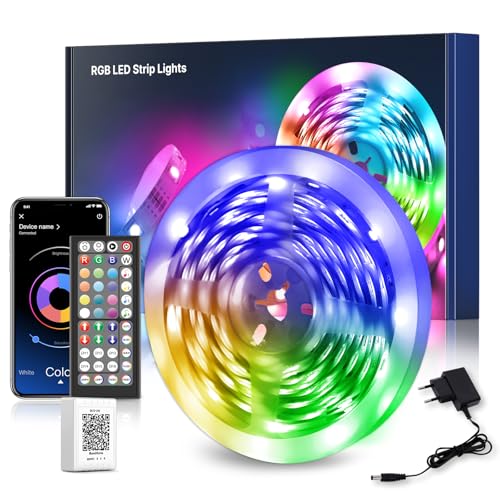 Detalle de Mexllex Ruban Led 5M : bande LED RGB pilotable par APP et télécommande, ambiance musique intégrée