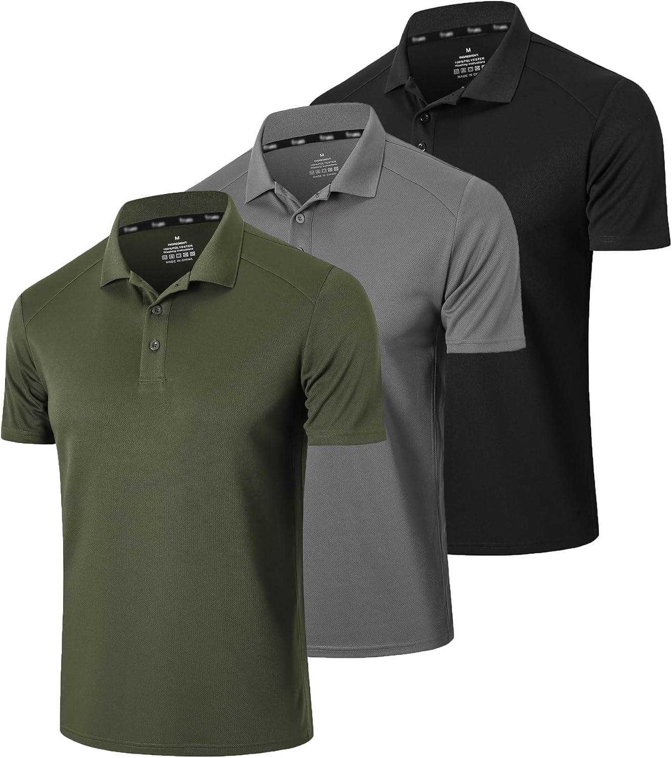 Detalle de Gaiatiger poloshirts voor heren, 3-pack met korte mouwen, dry-fit en ademend