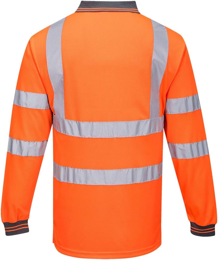 Detalle de Portwest S277 Polo Alta Visibilità a Manica Lunga - Arancione, 4XL