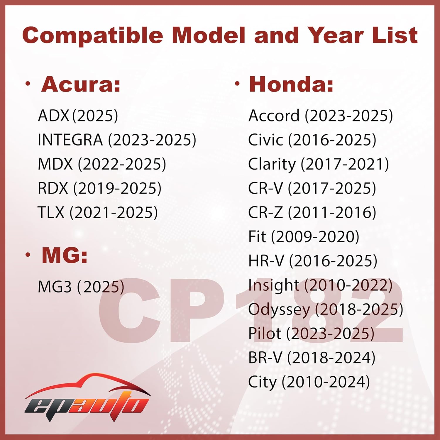 Detalle 2 de EPAuto CP182 Cabin Air Filter for Honda 2009-2025