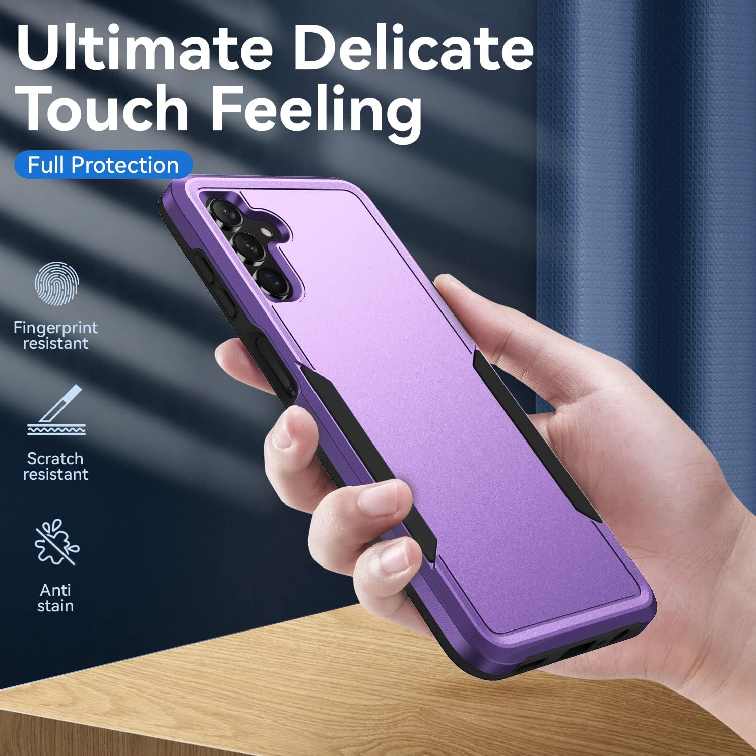 Detalle de Asuwish Galaxy A13 5G Case with Tempered Glass Screen Protector – Purple