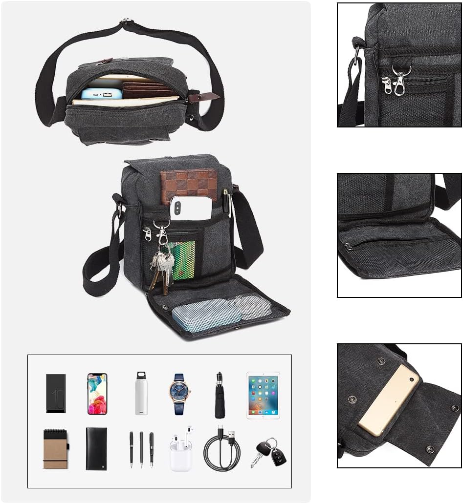 Thumbnail 3 de Kono Man Bag Multi Pockets: Canvas Messenger Satchel