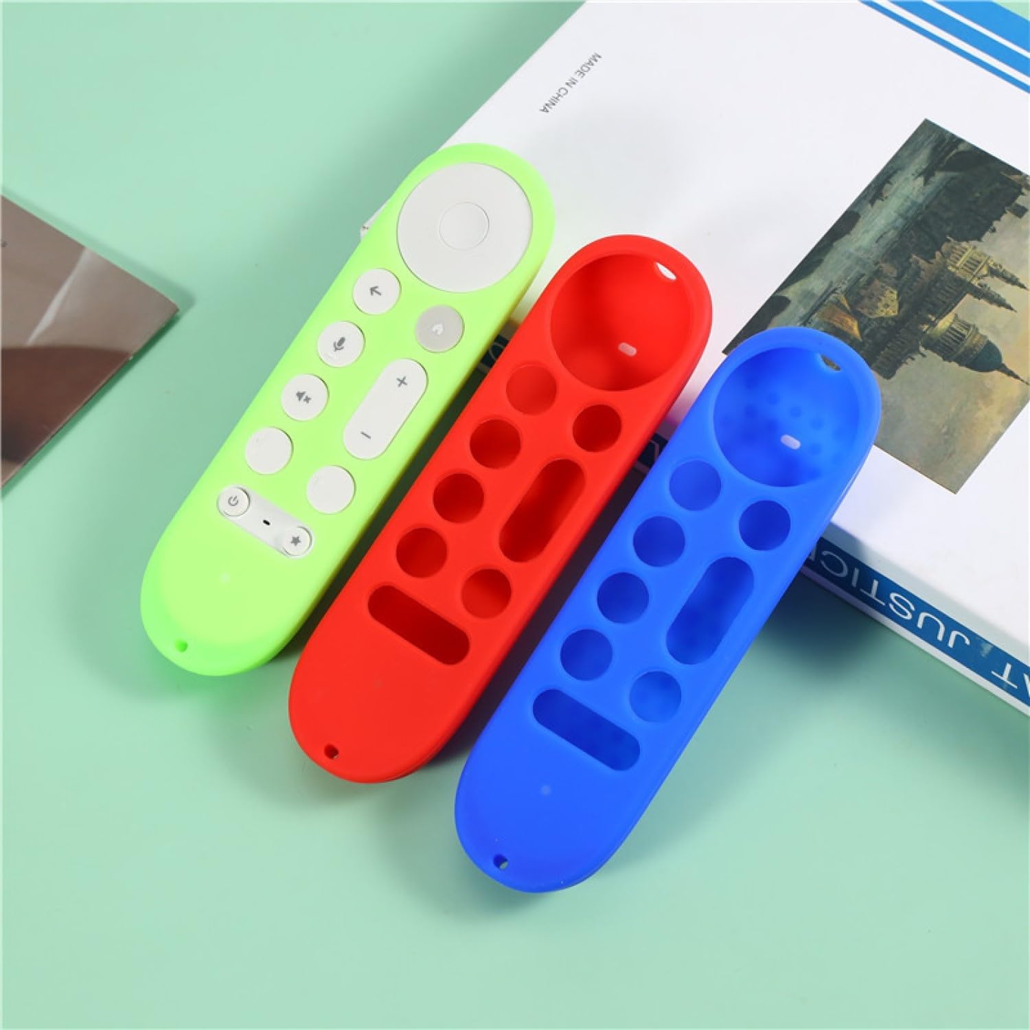 Detalle de Silicone Cover Case for Google TV Streamer 4K Remote (2024) – Anti-Slip Blue