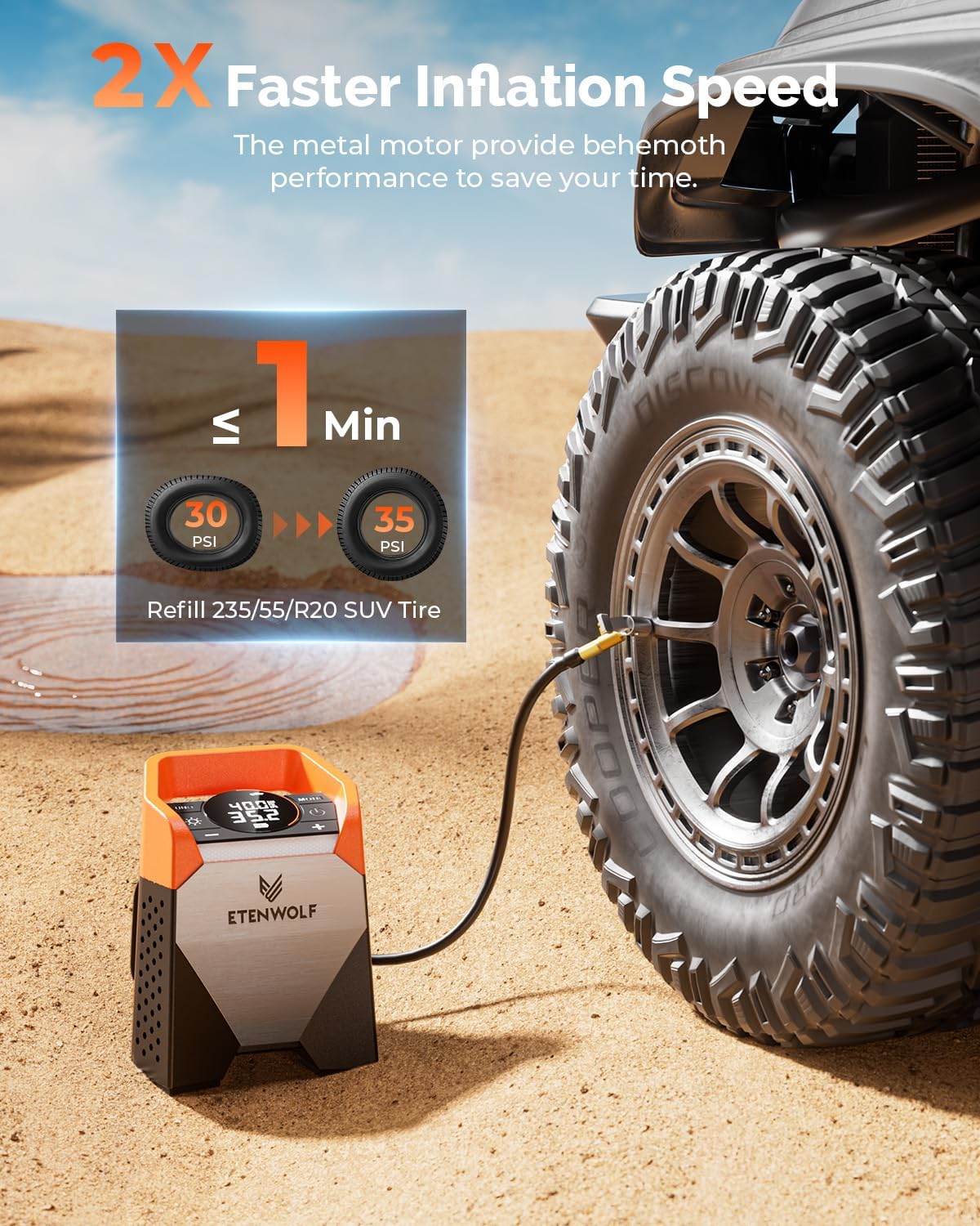 Detalle 2 de ETENWOLF Zephyr S5 160 PSI Tire Inflator