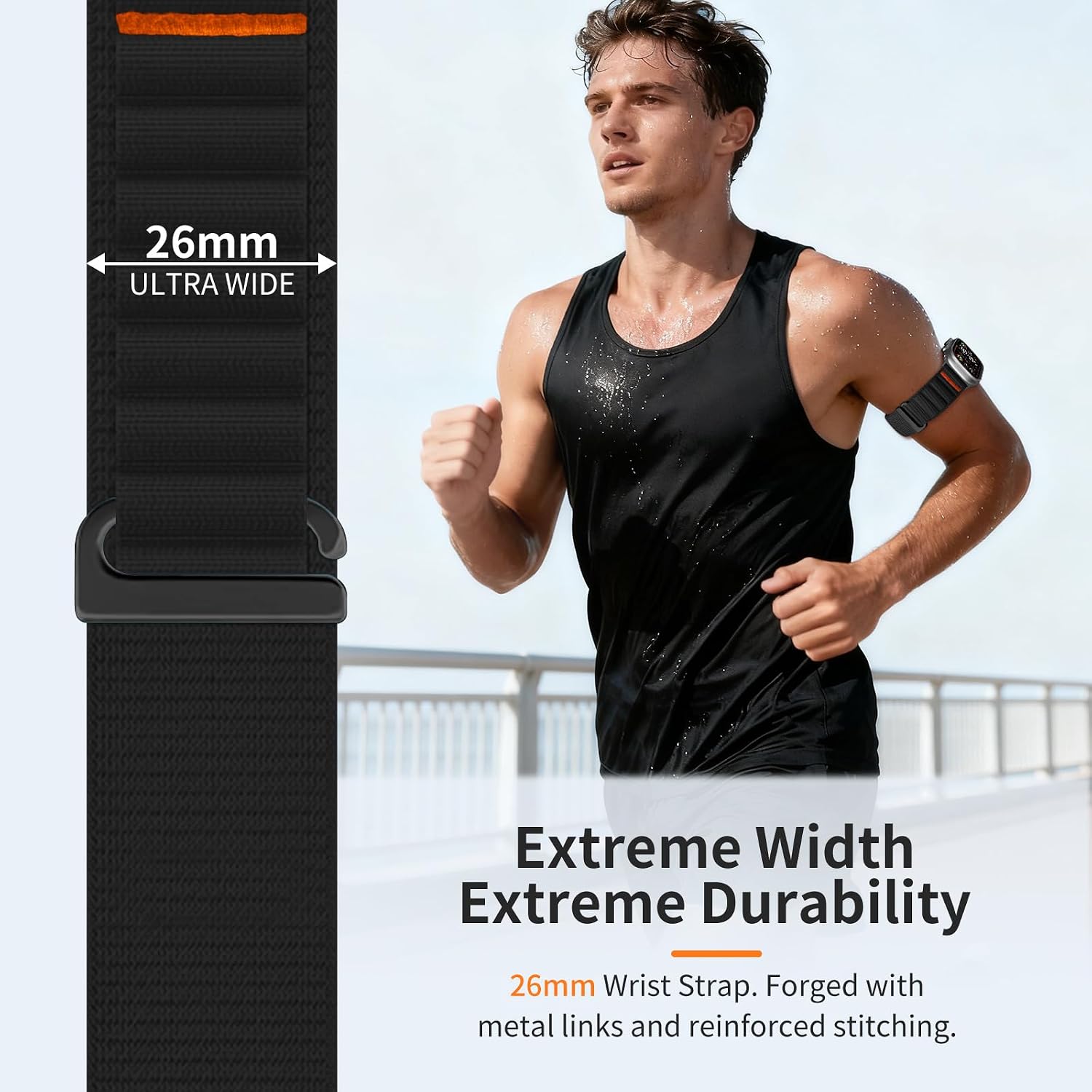 Detalle de Zspoly Apple Watch用ナイロンスポーツバンド 上腕・足首対応、Cフック式