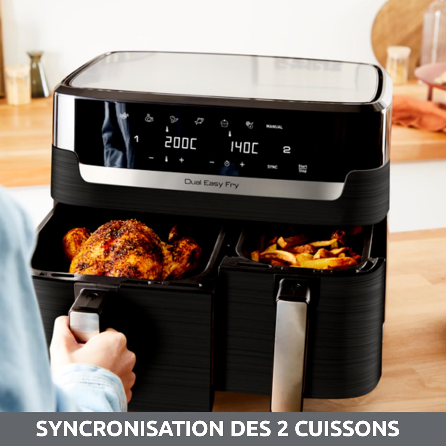 Thumbnail 6 de Moulinex Easy Fry Essential inox, 8,3 L – Air Fryer double tiroir & 7 programmes intuitifs