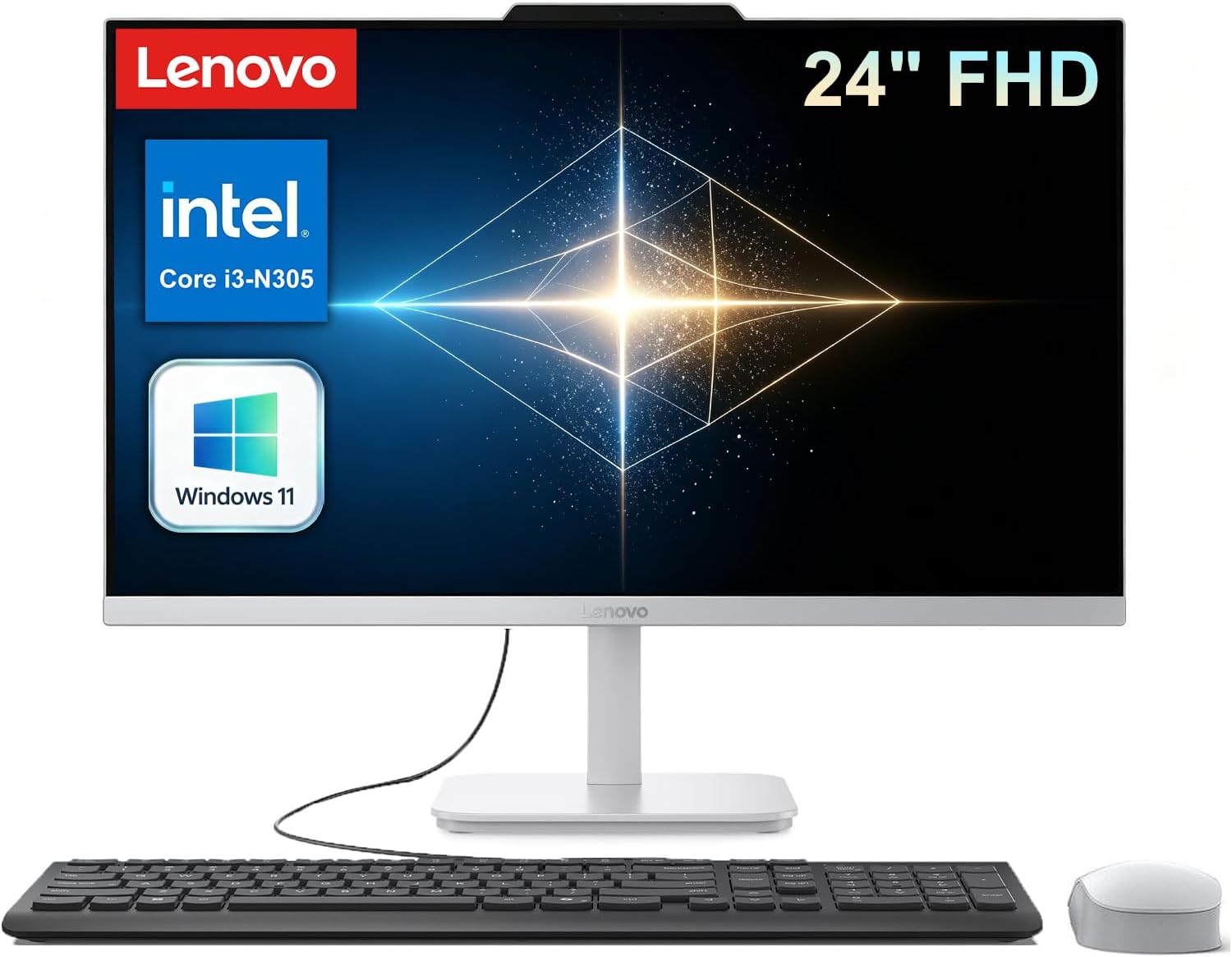 Detalle de Lenovo all-in-one desktop, 23.8-inch display