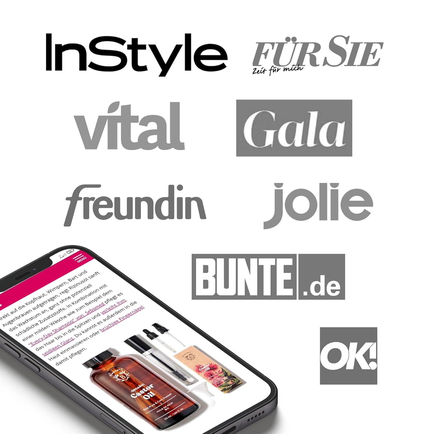 Thumbnail 5 de BIONOBLE Bio Rizinusöl kaltgepresst – 200 ml mit Pumpe, vielseitig einsetzbar für Haare, Wimpern, Augenbrauen, Nägel und Haut