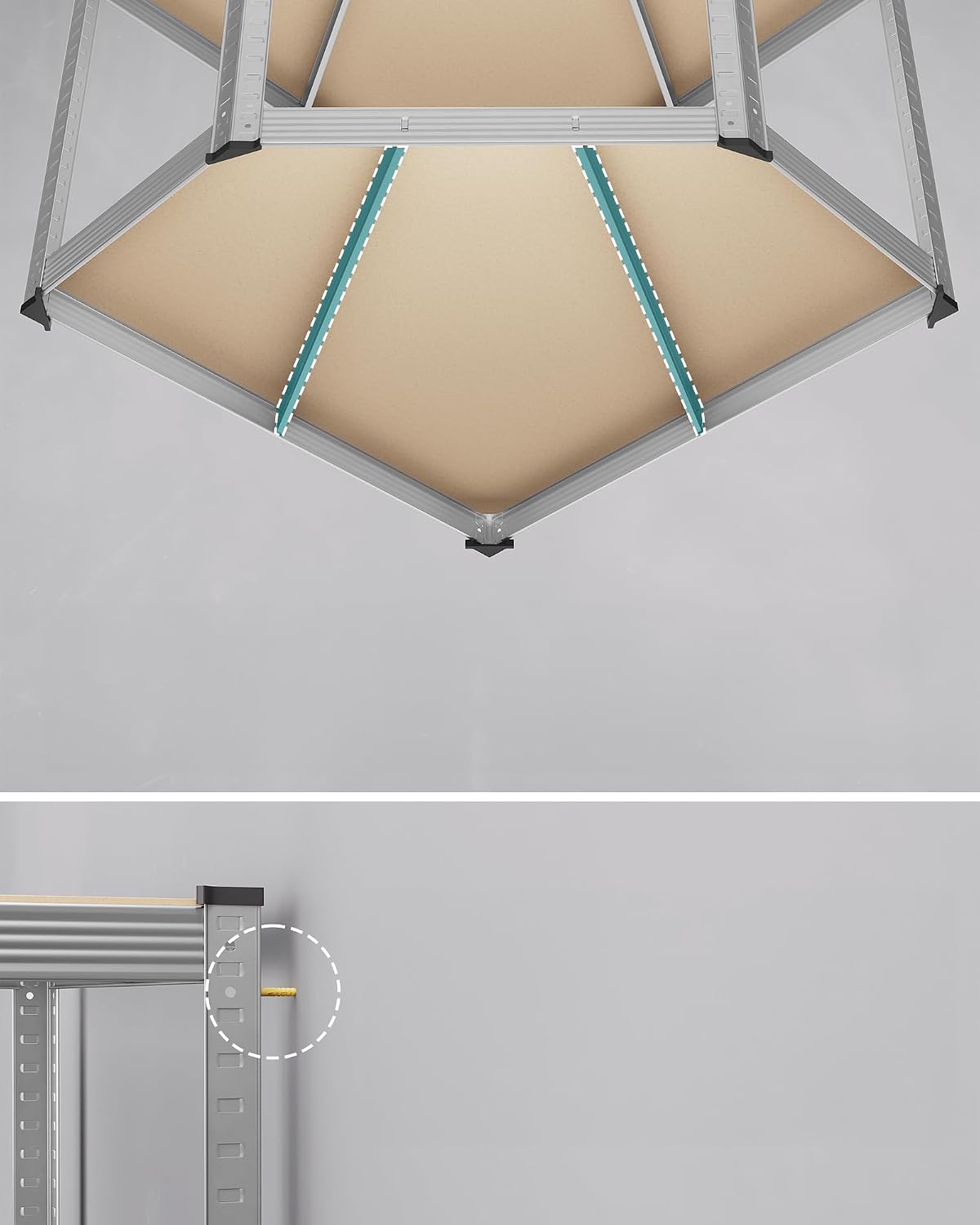 Detalle 2 de SONGMICS GLR080E01 hoekrek met 5 niveaus, staal en 875 kg draagvermogen