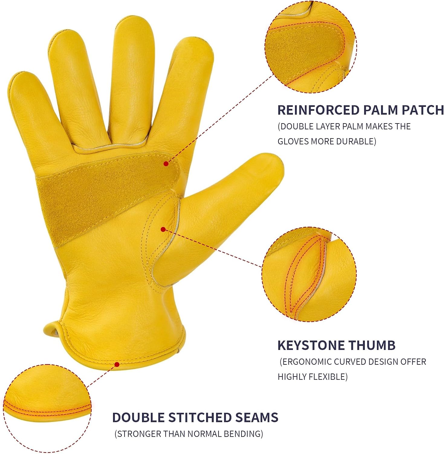 Detalle de DULFINE Cowhide Work Gloves