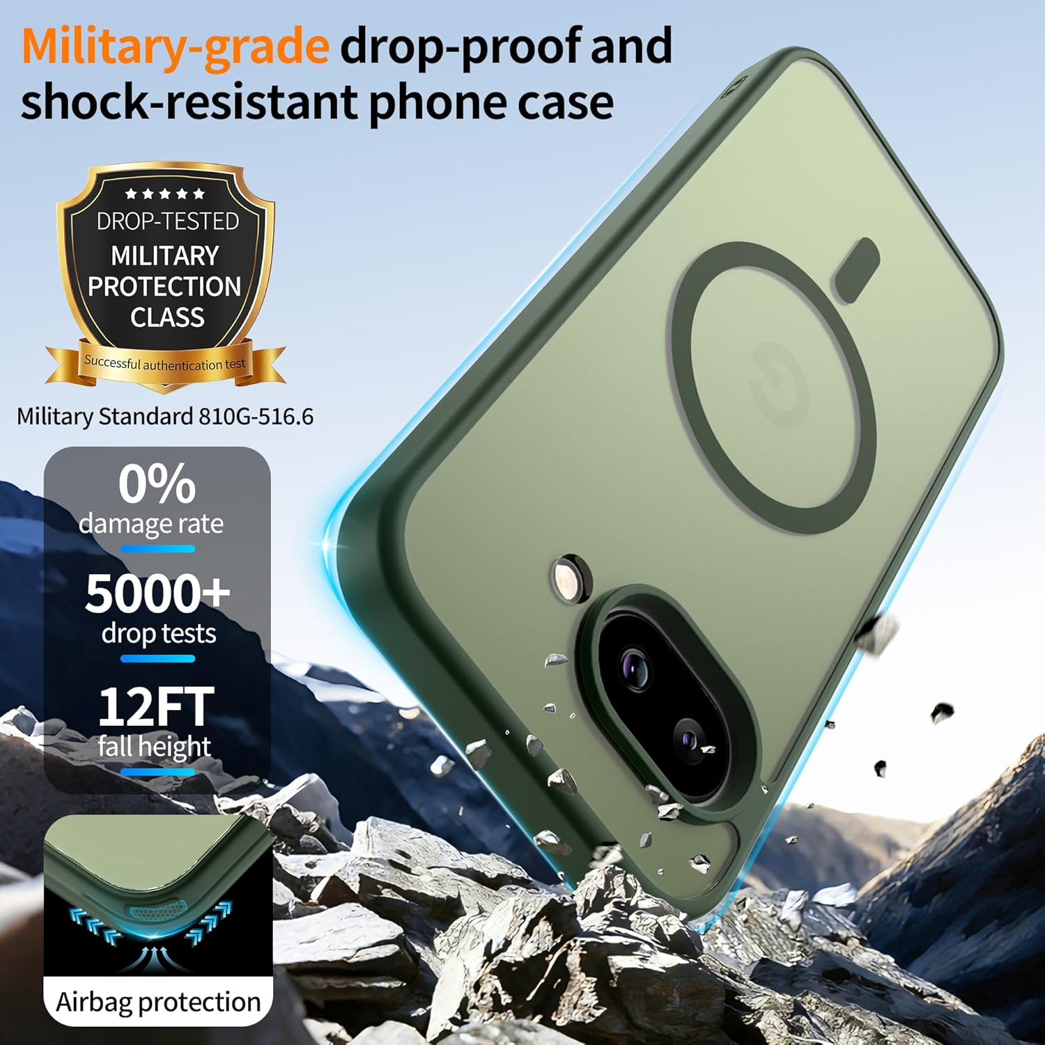 Thumbnail 2 de Jshru Magnetic Case for Google Pixel 9A – Sage Green (MagSafe Compatible) with 2x HD Screen Protectors