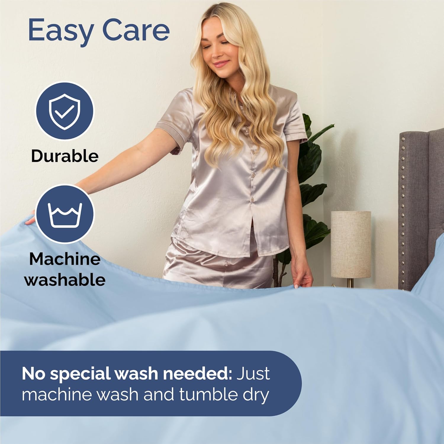 Thumbnail 5 de Split King 7 Piece Sheet Set - Comfy, Breathable & Cooling Sky Blue