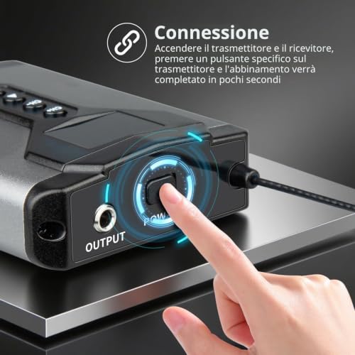 Detalle de Depusheng T9-2: Sistema di monitoraggio in-ear wireless con trasmettitore e ricevitore a clip