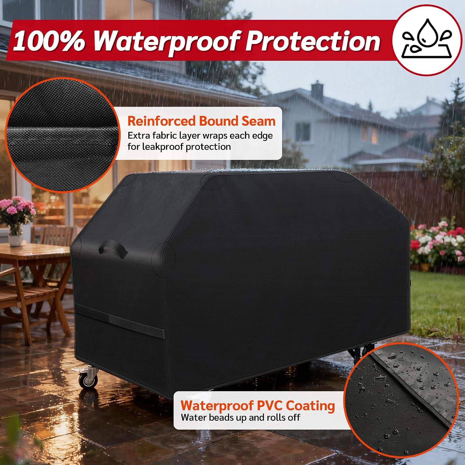 Detalle 2 de iCOVER G21621 36-Inch Griddle Cover, 600D Polyester with Support Pole