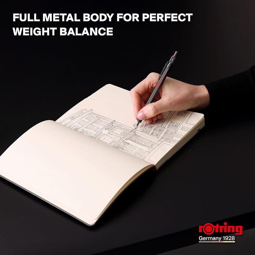 Thumbnail 3 de rOtring 600 Portaminas HB 0,5 mm 🍫 Cuerpo metálico y agarre antideslizante