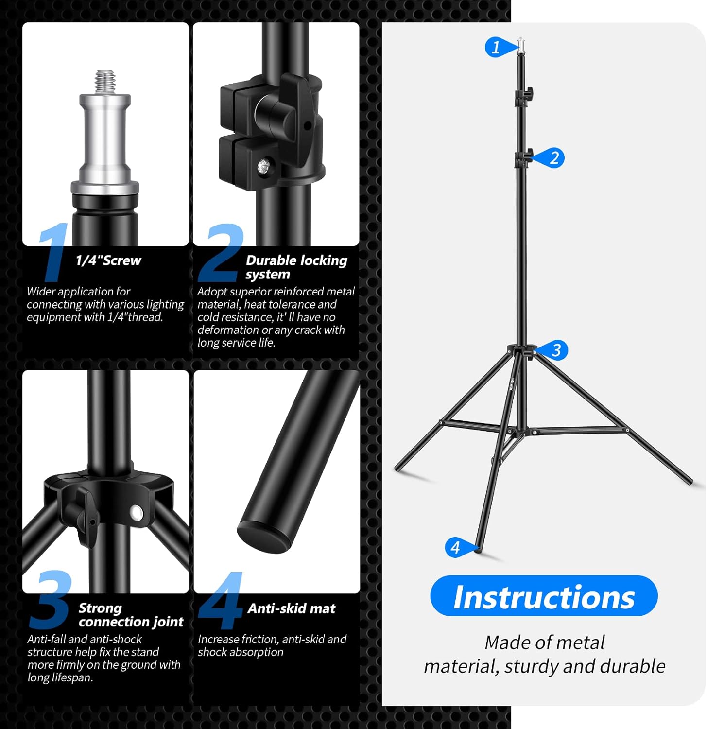 Thumbnail 6 de Neewer Aluminium-Stativständer 190 cm für Studio-Kits (schwarz, 2er-Pack)
