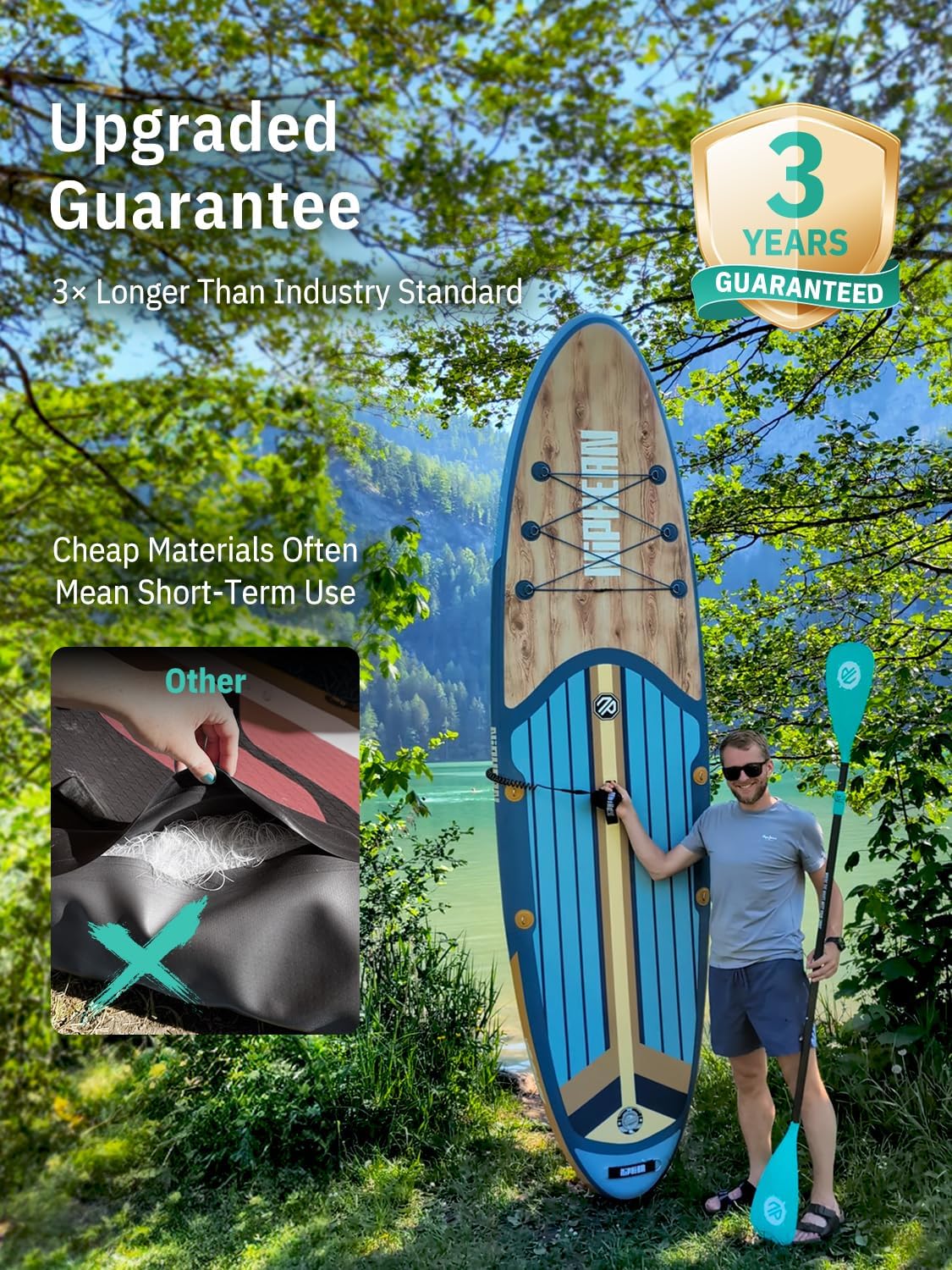 Thumbnail 3 de Niphean 10’6" Inflatable Stand Up Paddle Board (SUP) with Anti-Slip EVA Deck and SUP Accessories
