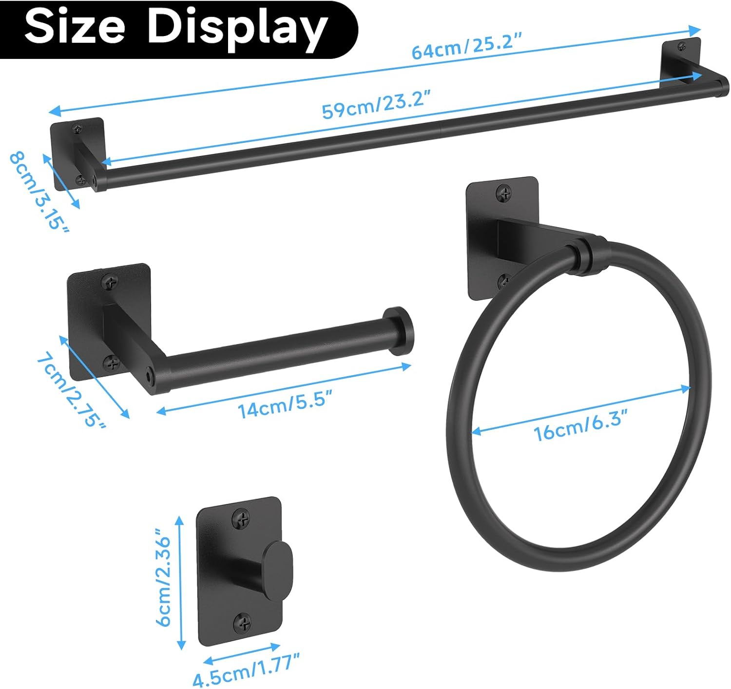 Thumbnail 6 de KLJKPA 4-Piece Matte Black 24in Bathroom Accessories